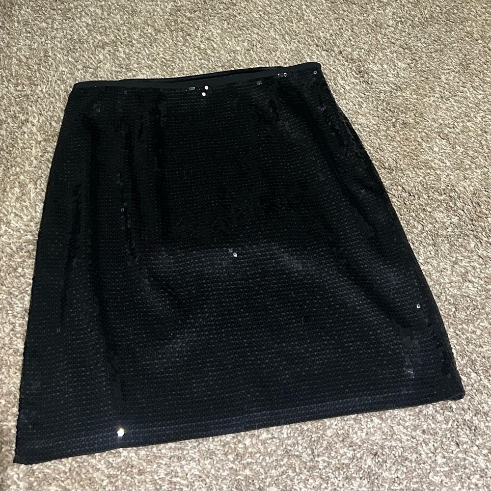 Ann Taylor Black Sequin Pencil Skirt